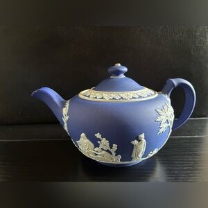 Wedgwood Jasperware Dark Blue and White Classical Figures Teapot